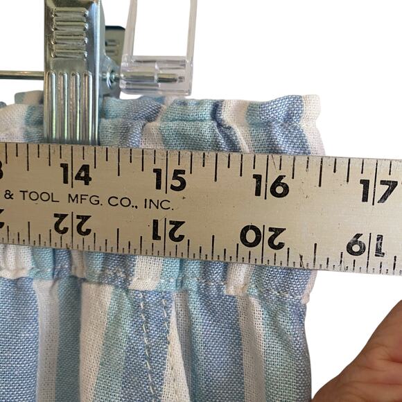 Linen Blend M Striped Pants Blue Pull-On Elastic Waist Pockets Boho Beachy - Picture 6 of 12
